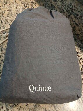 Quince Europeon Linen Full/Queen Duvet cover with 2 standard Shams Nightfall